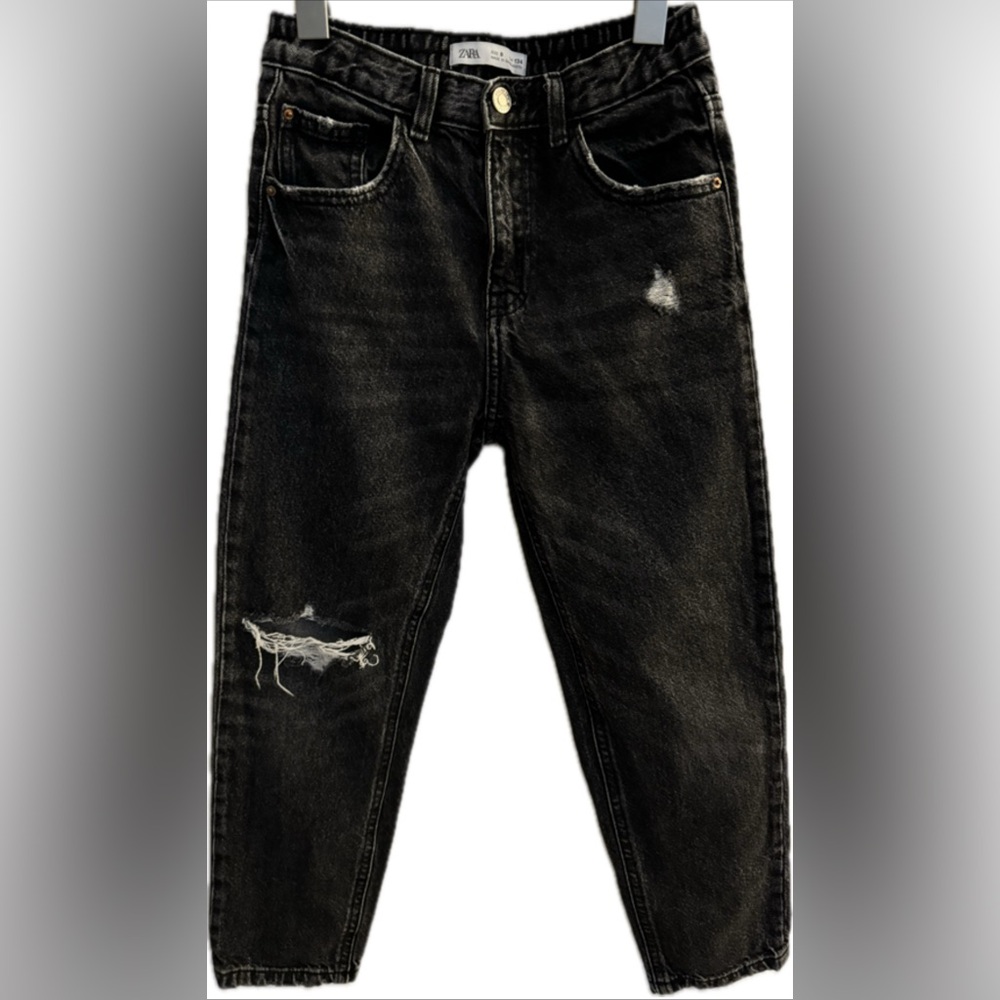 Zara girls black distressed jeans